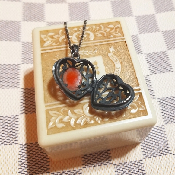 HOLD FOR NANCY Cameo Locket Sterling Necklace - Picture 3 of 6